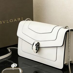 BVLGARI Serpenti Forever Medium Shoulder Bag White